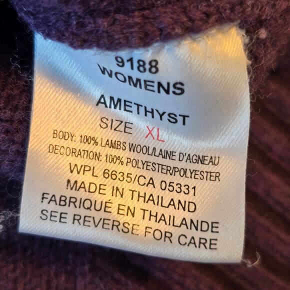 Woolrich Sweater Women's XL Amethyst Wool Fair Isle 1/4 Zip Nordic Outdoors VTG - Picture 6 of 8